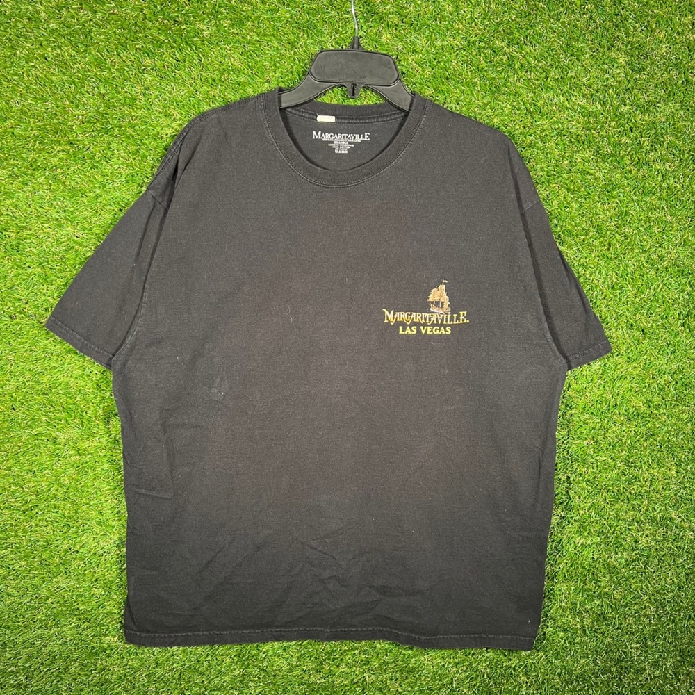Margaritaville Las Vegas Mens XL Black Pirate Parrot Graphic T-Shirt 100% Cotton